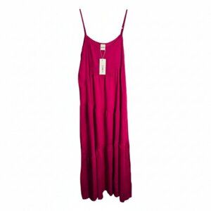 NWT | Hot Pink Tiered Maxi Dress | Spaghetti Straps | Size Small